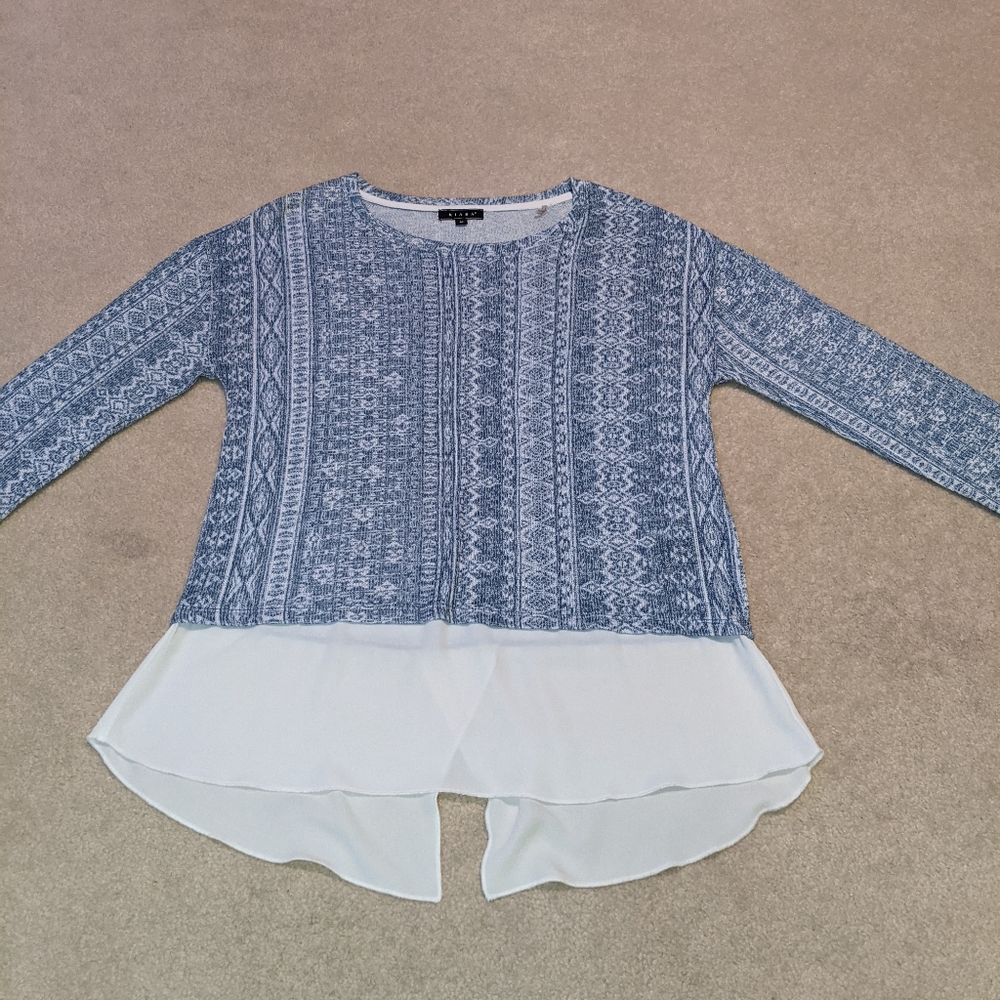 Kiara blue & white long sleeve top - Picture 2 of 15